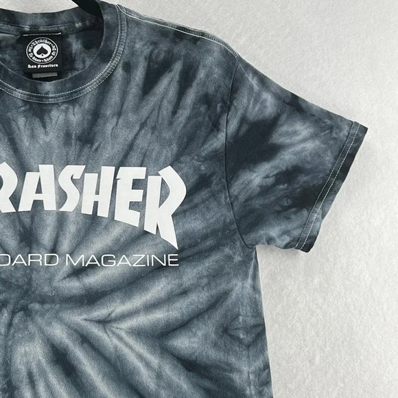 THRASHER T-Shirt Mens Sz M SKATEBOARD MAGAZINE Tie Dye Short Sleeve Cotton Gray - Picture 3 of 10